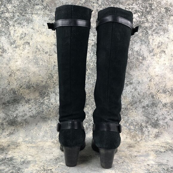 GH Bass & Co Women's Size 8M Noreen Black Leather Block Heel Knee High Boots - Picture 6 of 16